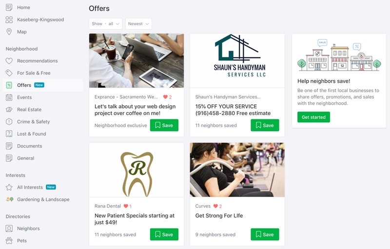 The offers tab of Nextdoor. | DeviceDaily.com