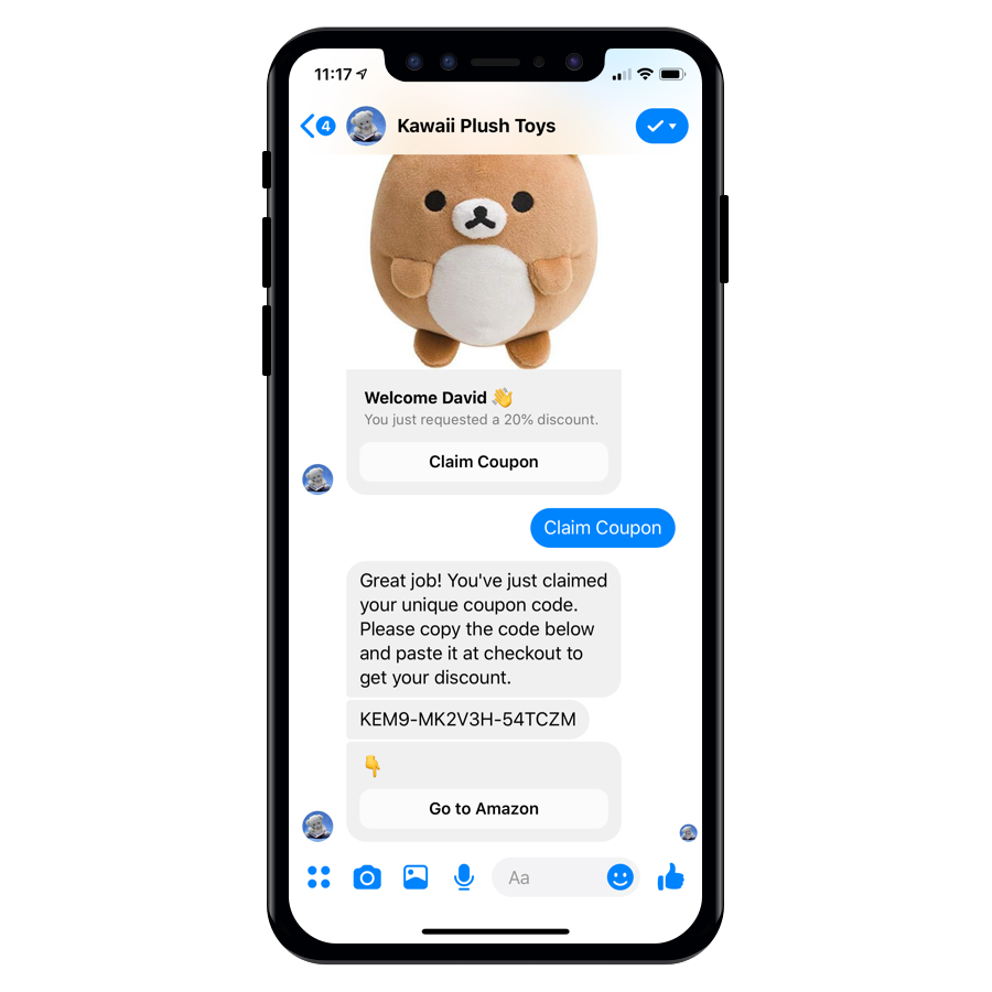 Amazon Coupon Delivery via Facebook Messenger | DeviceDaily.com