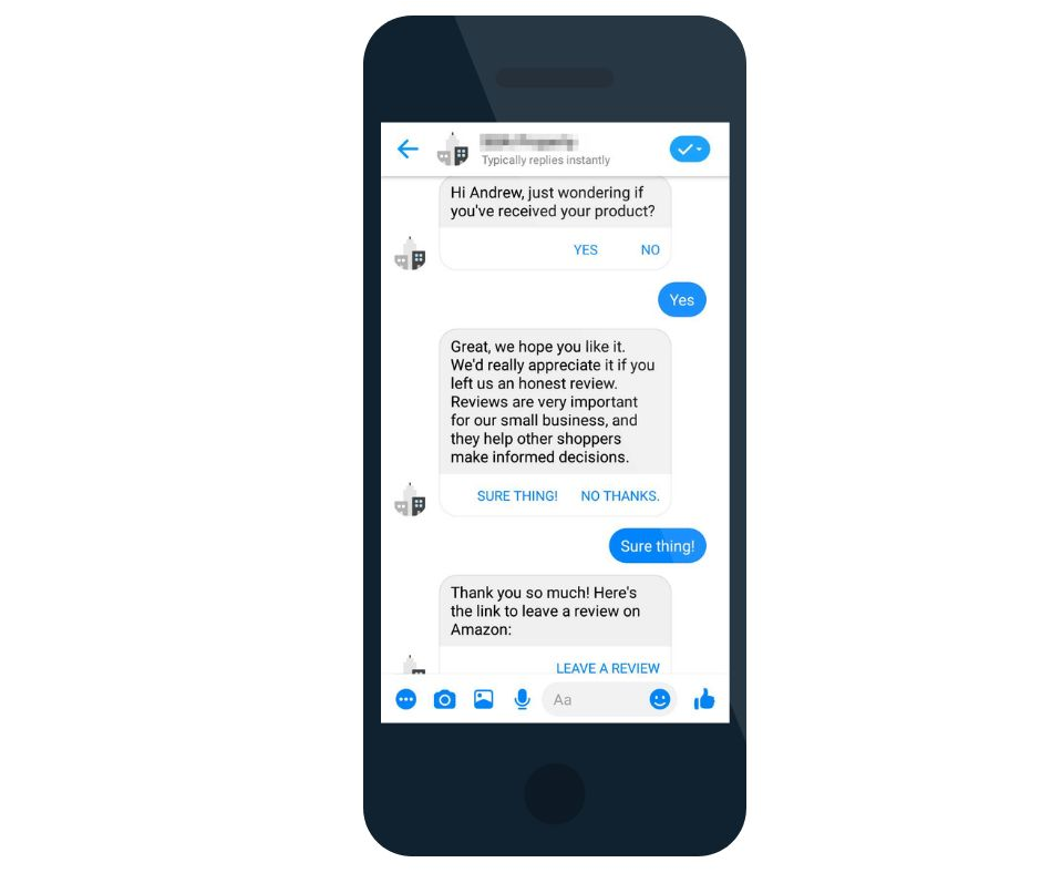 Request Amazon Reviews Via Facebook Messenger Chatbots | DeviceDaily.com