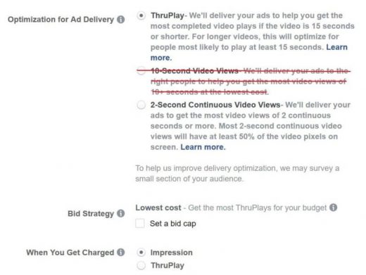 Facebook makes ThruPlay default for video campaigns, begins phasing out 10-second view optimization
