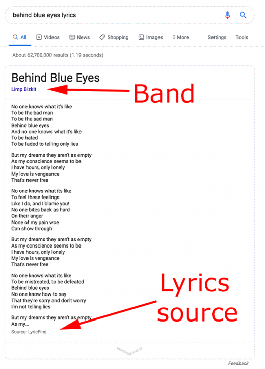 Google To Start Attributing Lyrics In Search To Third Parties