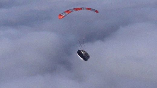 SpaceX caught the nose cone of its Falcon Heavy rocket in a net, on a boat, in the middle of the ocean