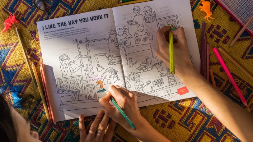 This climate change coloring book illustrates how we transition to clean energy | DeviceDaily.com