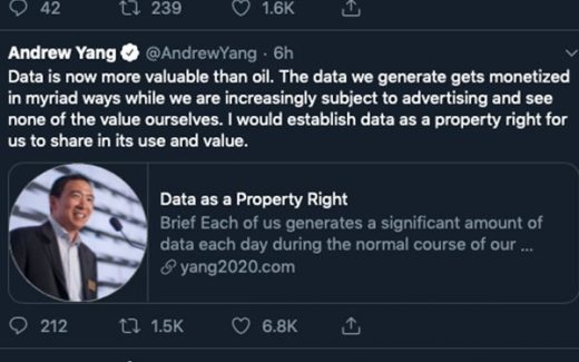 Presidential Hopeful Andrew Yang Touting Data As A Property Right