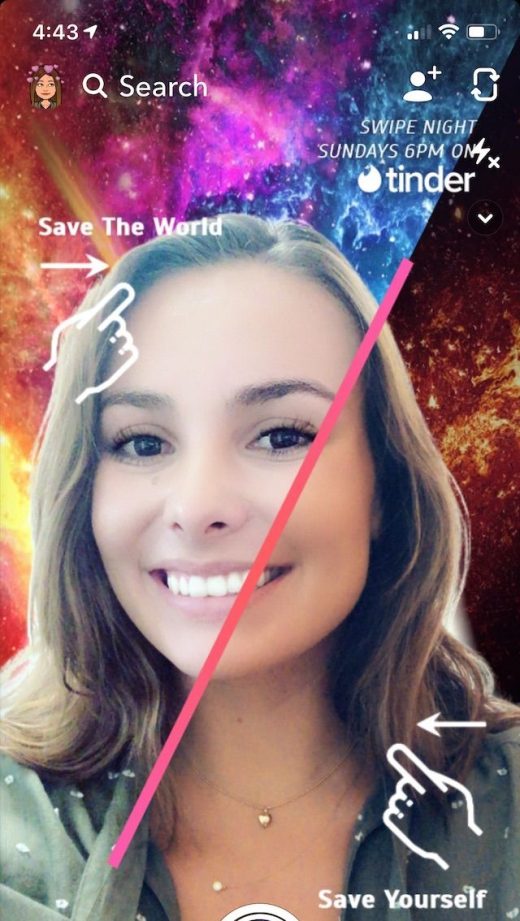 Snapchat’s first swipeable lens is an AR partnership with Tinder