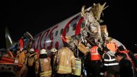 Dramatic video shows a Boeing Pegasus Airlines plane broken in pieces after a runway skid in Turkey