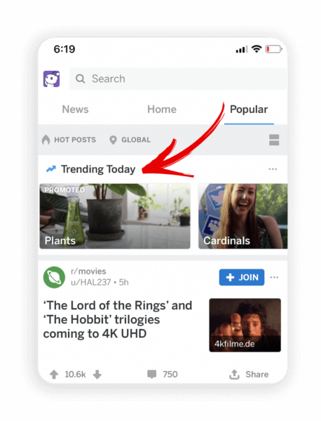 Reddit’s new ‘Trending Takeover’ ad unit lets brands appear on top of Popular feed, Search tab | DeviceDaily.com