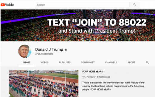President’s Reelection Campaign Acquires Exclusive YouTube Takeover