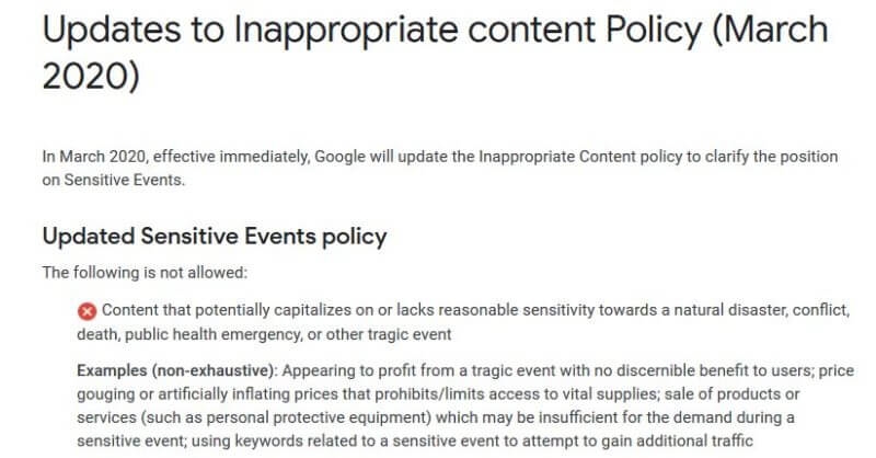 Google adds ‘public health emergency’ to inappropriate content ads policy | DeviceDaily.com