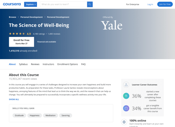 Yale’s most popular course ever teaches the science of being happy. Now you can take it for free online | DeviceDaily.com