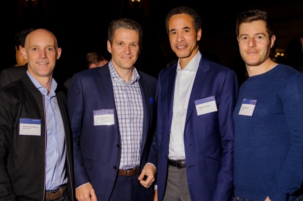 Valley players From left, Morgan Stanley co-head of tech M and A Anthony Armstrong, managing director Owen O and #x2019;Keeffe, Infor CEO Charles Phillips, and Snap VP of partnerships Ben Schwerin at the City Hall dinner. Photos: Damien Maloney for Fast Company | DeviceDaily.com