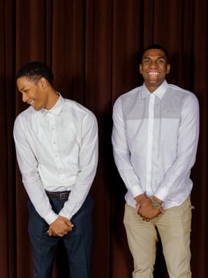 Rookie Patrick McCaw, and second-year player Kevon Looney, of the Warriors, at the dinner. Photos: Damien Maloney for Fast Company | DeviceDaily.com