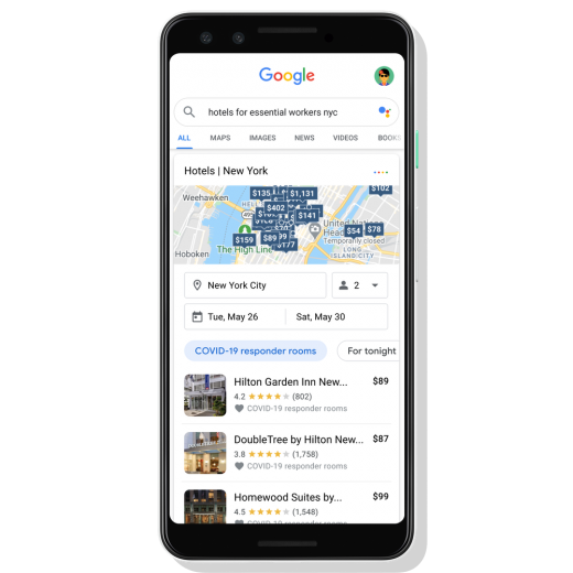 Google Hotel Search Guide Launches For COVID-19 First Responders