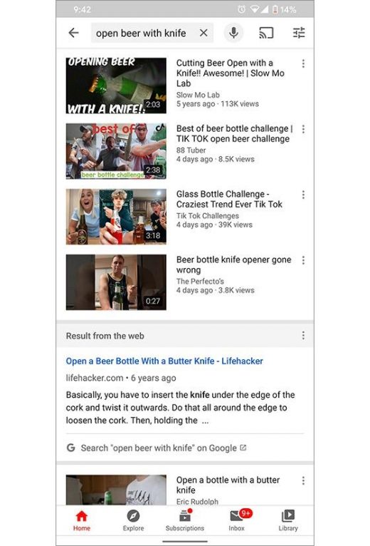 Google Search Results Found Serving Up In YouTube App
