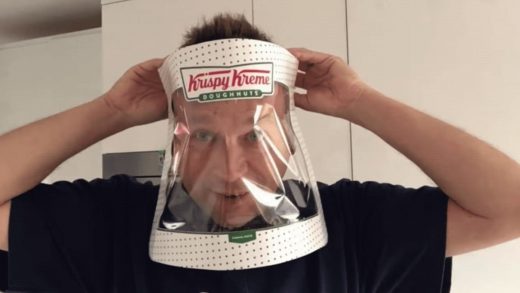 Watch as this man turns a Krispy Kreme box into a DIY PPE face shield
