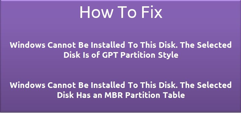 Fixed – Windows Cannot Be Installed To This Disk | DeviceDaily.com