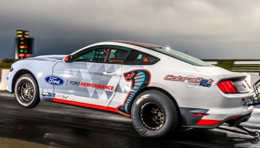 Ford’s electric Mustang dragster covers a quarter-mile in 8.27 seconds