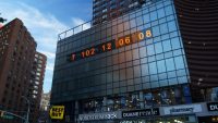 Manhattan’s famous digital clock is now counting down to climate disaster