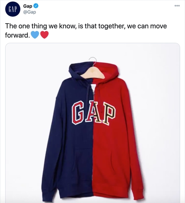 The Gap’s hopelessly naive hoodie gif is the Kendall Jenner Pepsi moment of the 2020 election | DeviceDaily.com