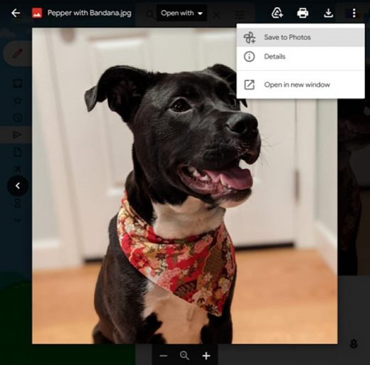 Gmail will let you save image attachments directly to Google Photos