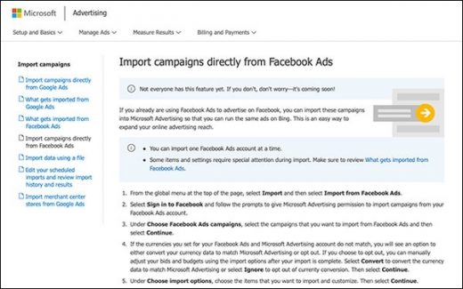 Microsoft Audience Network Tool Now Imports Facebook Campaigns