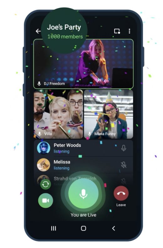Telegram’s video calls can now accommodate up to 1,000 viewers