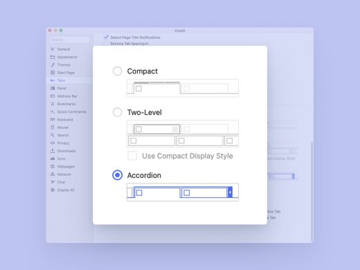 Vivaldi’s Accordion tab stacks expand when you need them and hide when you don’t