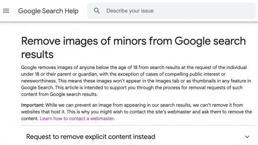 Google Lets Kids Request Removal Of Self-Images In Search