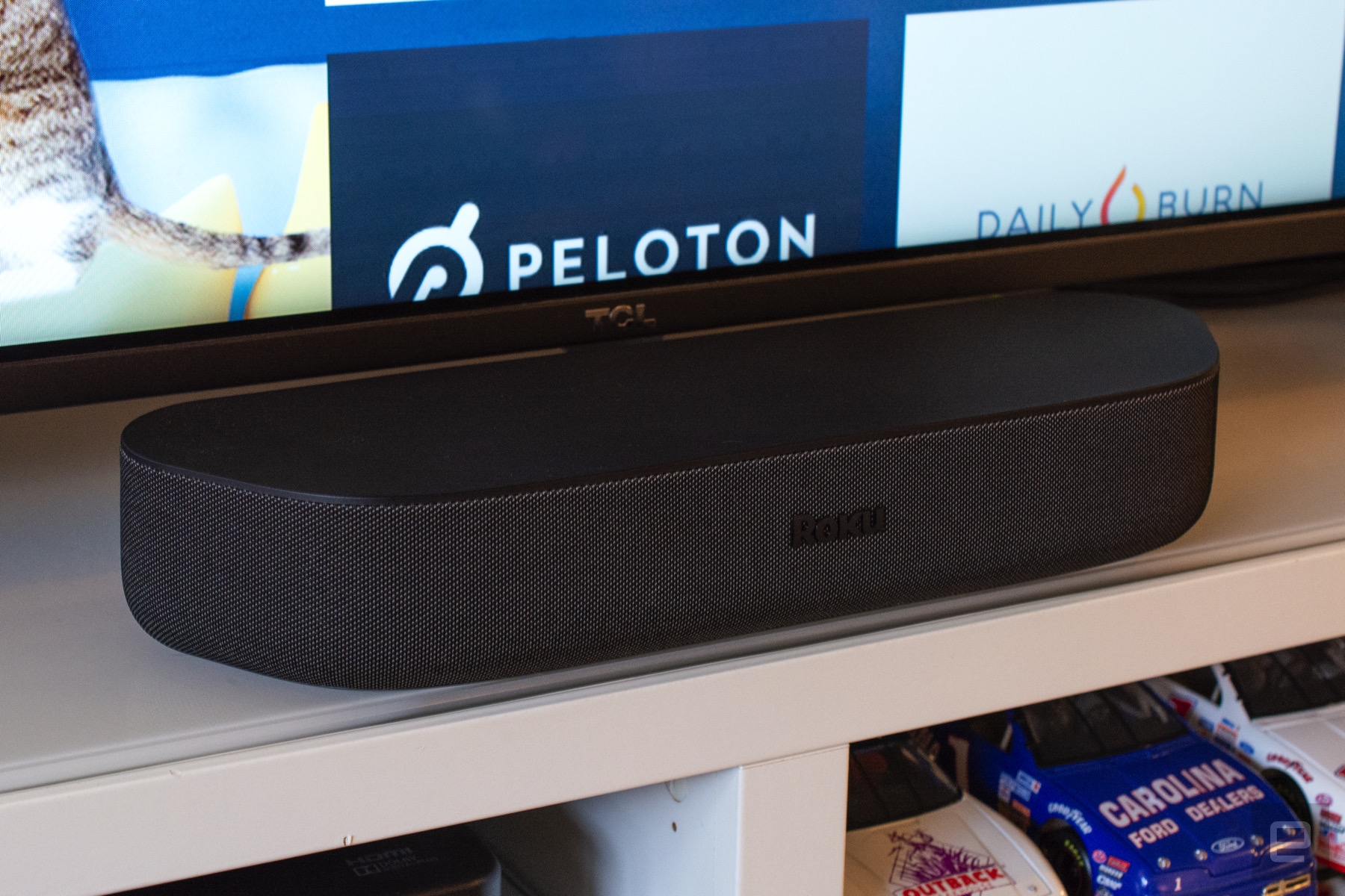 Roku Streambar soundbar on a white table. | DeviceDaily.com