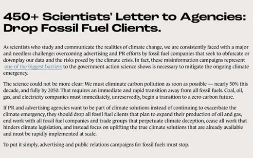 Leading Scientists Call On Advertising, PR Firms To Stop Spread Of Climate Disinformation