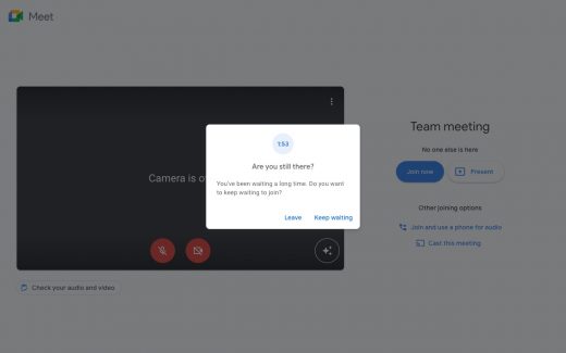 Google Meet will kick you out if you’re the only person in the meeting
