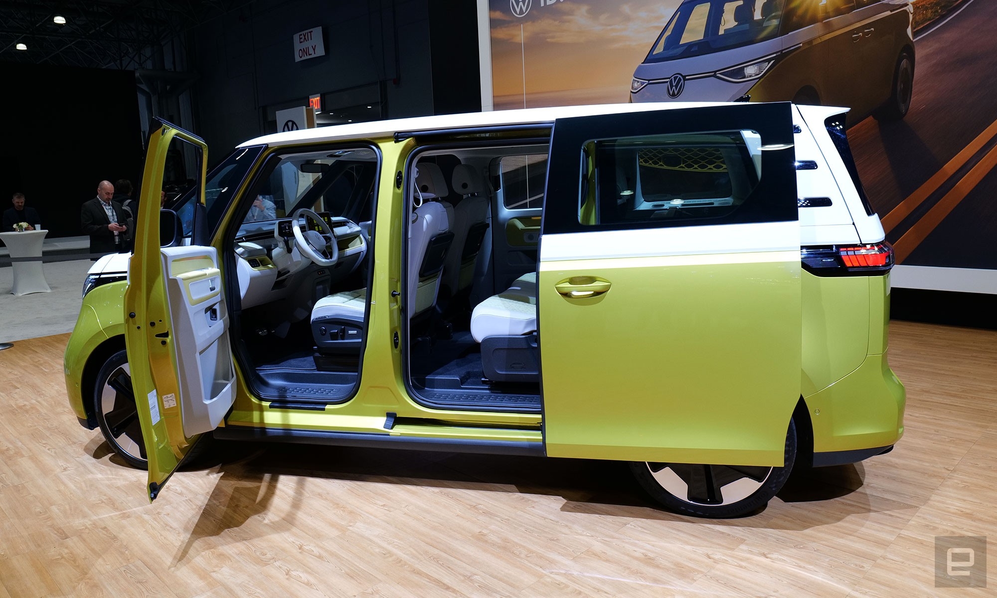 While the Euro spec version of the ID.Buzz only has two rows of stats, the US model will feature a longer wheelbase and a full three rows of seating. | DeviceDaily.com