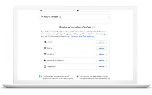Google Lets Users Limit Seeing Several Ad Types On YouTube And Display
