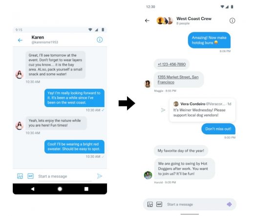 Twitter gives its DMs on the Android app a more modern look