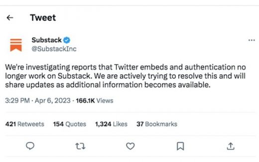 Twitter Blocks Replies And Retweets To Substack Links