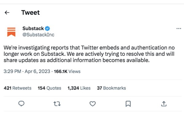 Twitter Blocks Replies And Retweets To Substack Links | DeviceDaily.com