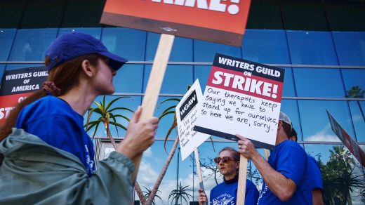 ‘Pay your writers or we’ll spoil Succession’: Images from day one of the Hollywood writers’ strike