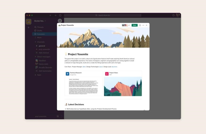 Slack rolls out its 'canvas' for sharing content with your team | DeviceDaily.com Slack rolls out its 'canvas' for sharing content with your team | DeviceDaily.com