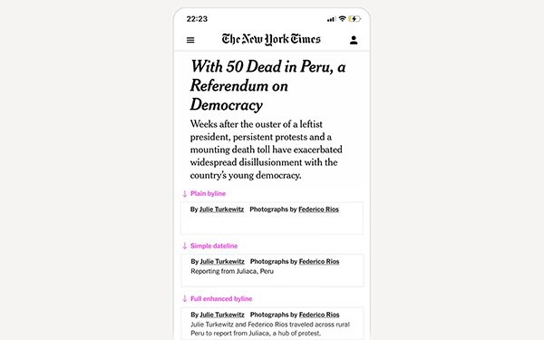 'New York Times' Launches 'Enhanced' Bylines For Online Stories | DeviceDaily.com