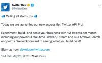 Twitter Adds ‘Pro’ API Tier, Grants Startups Access For $5,000 Per Month