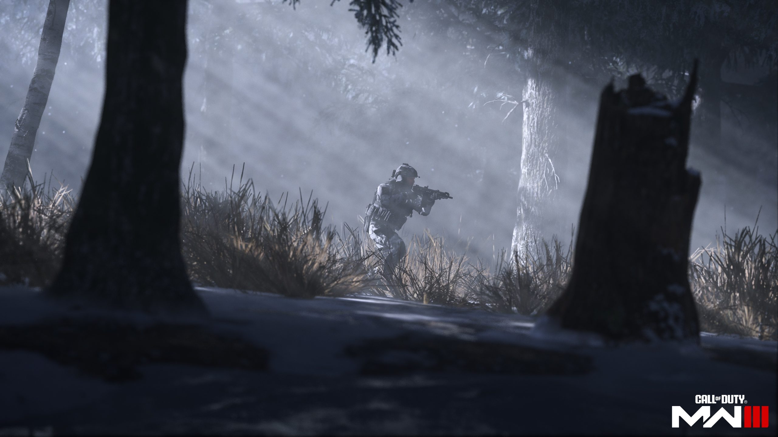A soldier walks through some woods in Call of Duty: Modern Warfare III's campaign mode. | DeviceDaily.com