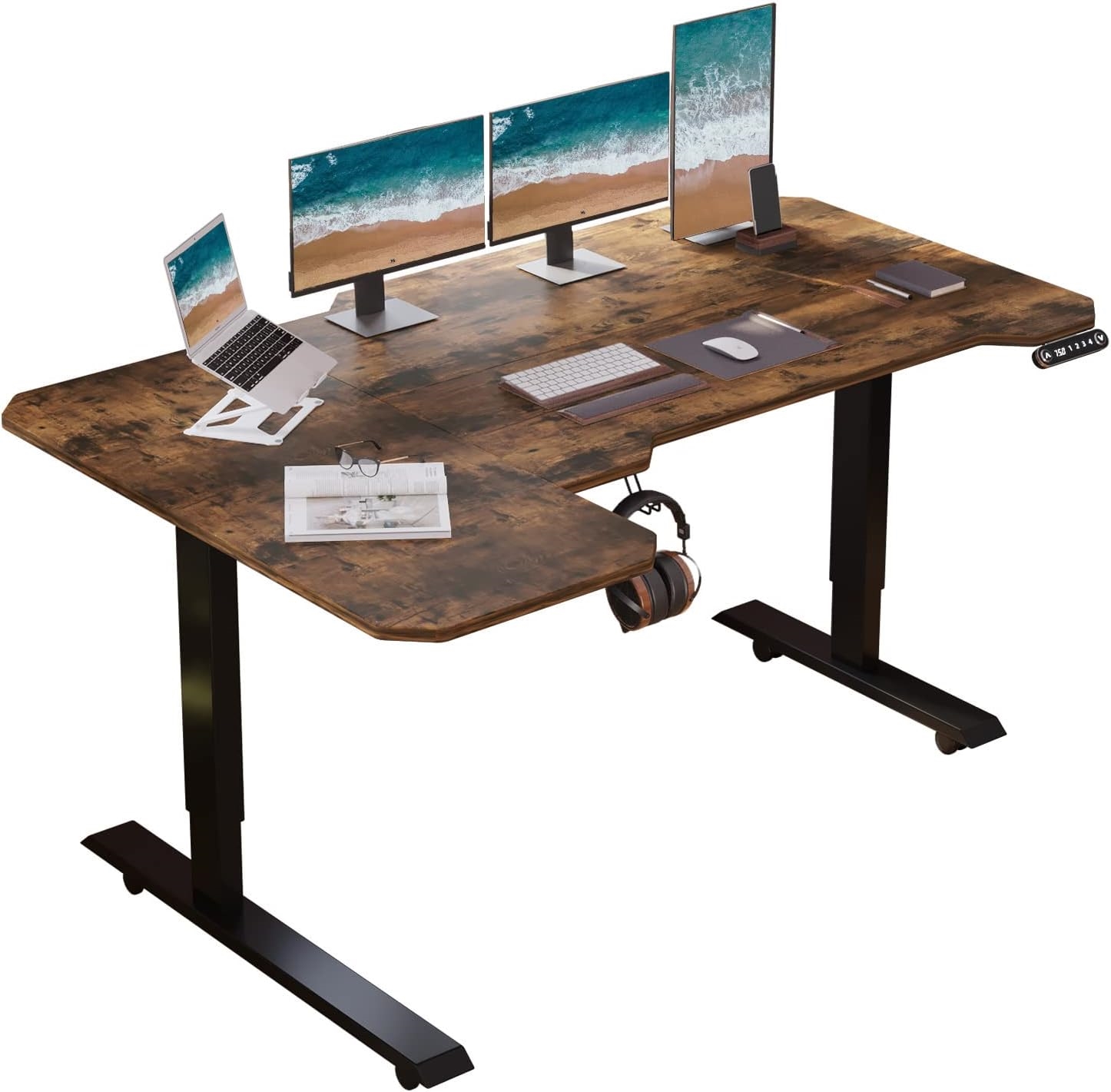 BUNOEM L-Shaped Electric Standing Desk | DeviceDaily.com