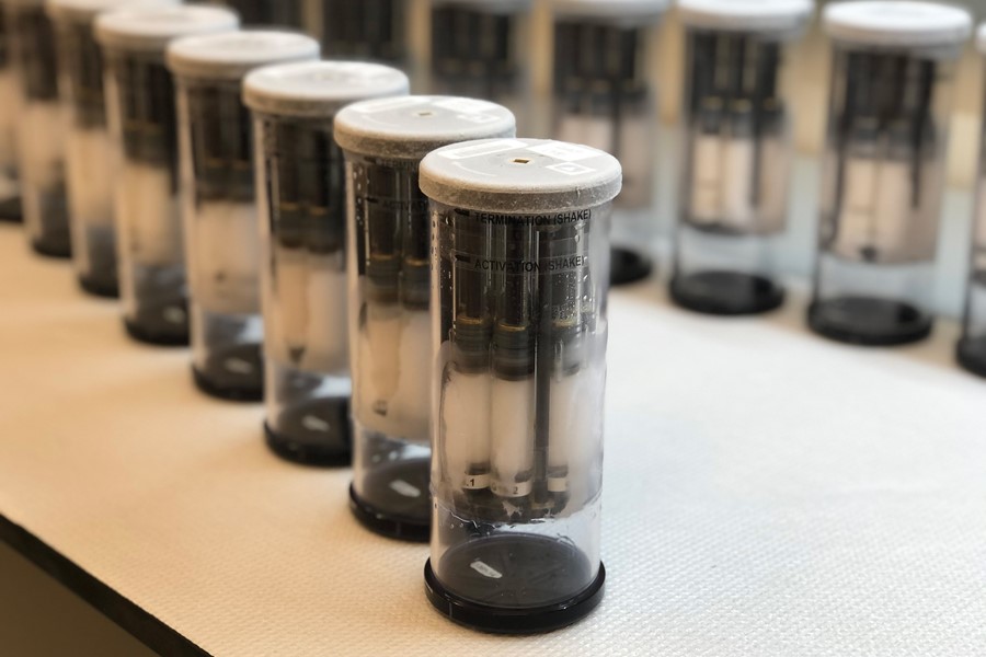 Inside these vials are chambers containing the new surface material and the microbes. They were launched in stasis to ISS to avoid bacterial growth before reaching microgravity conditions. Once in ISS, the astronauts activated the samples by combining the various chambers in the vials. | DeviceDaily.com