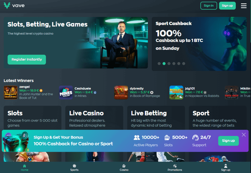 Vave casino homepage | DeviceDaily.com