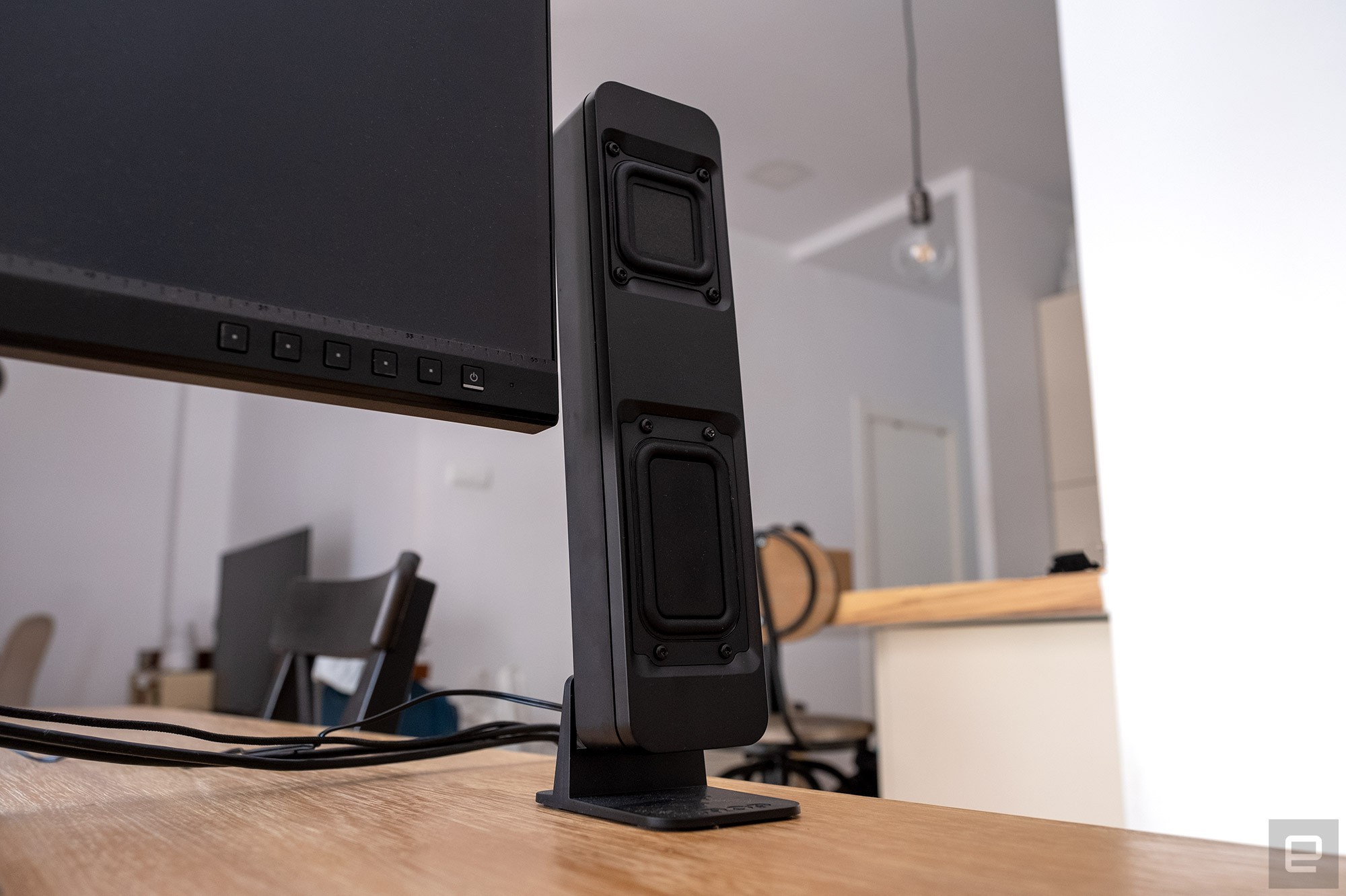 A Drop BMR1 speaker pictured next to a PC monitor. | DeviceDaily.com