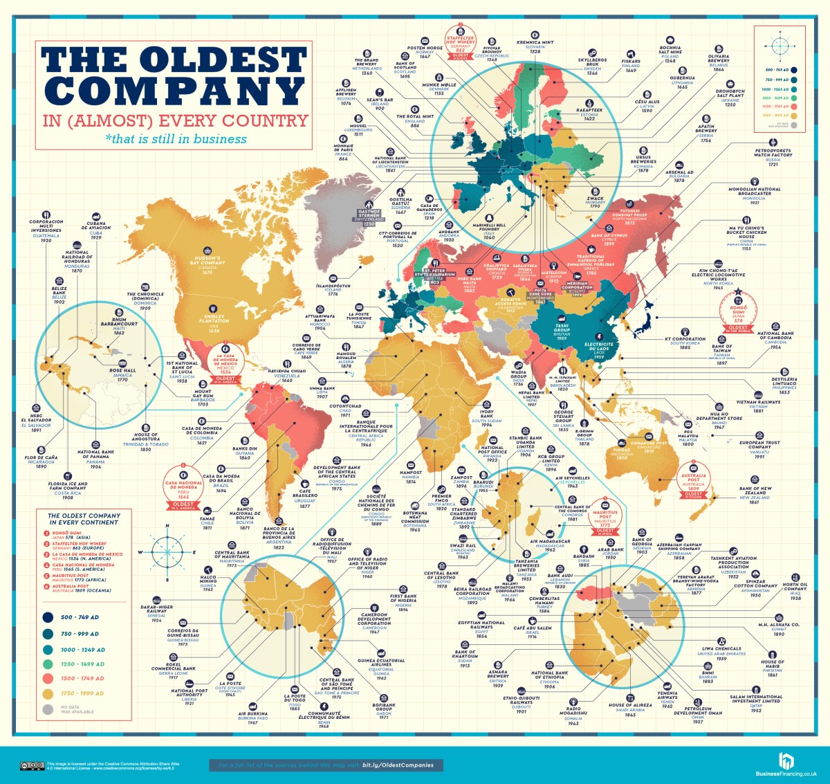 These maps show the oldest companies in the world (and in almost every country) | DeviceDaily.com These maps show the oldest companies in the world (and in almost every country) | DeviceDaily.com