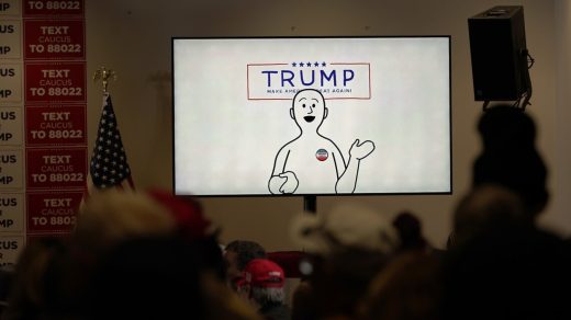 An animated character named Marlon is trying to help Trump win Iowa’s caucuses