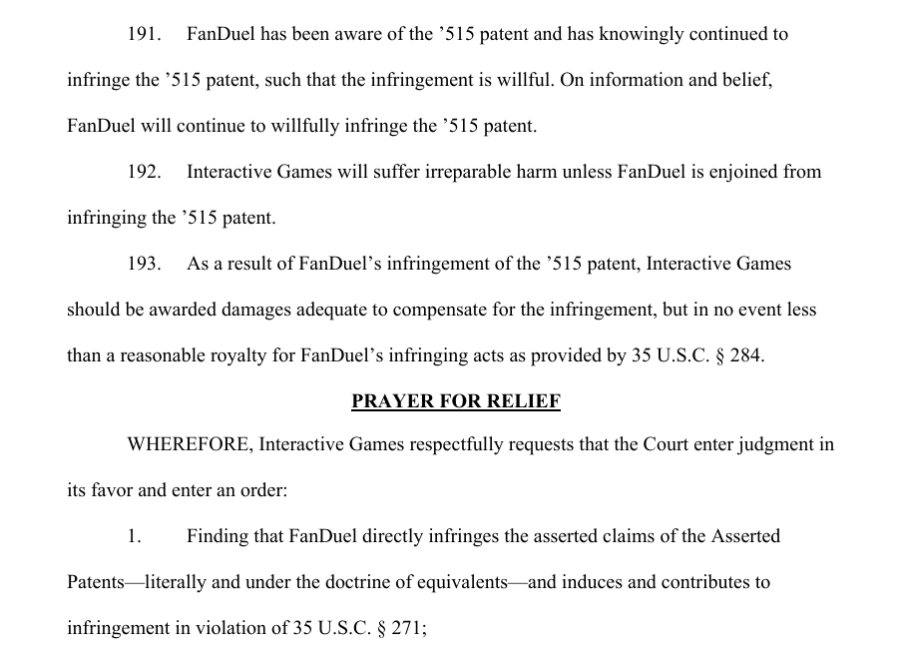 Federal lawsuits from Interactive Games accuse FanDuel and DraftKings of patent infringement | DeviceDaily.com Federal lawsuits from Interactive Games accuse FanDuel and DraftKings of patent infringement | DeviceDaily.com